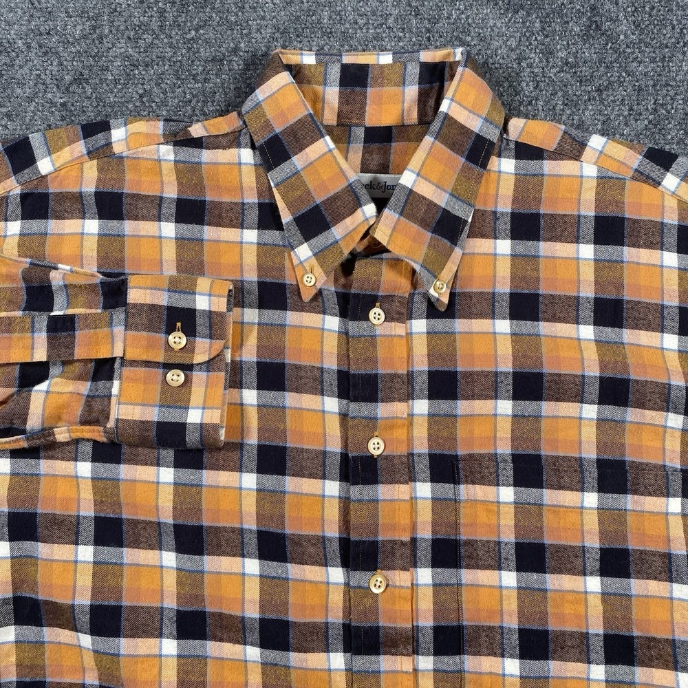 Bullock & Jones Flannel Plaid Long Sleeve Button Shirt Mens Large Made in USA